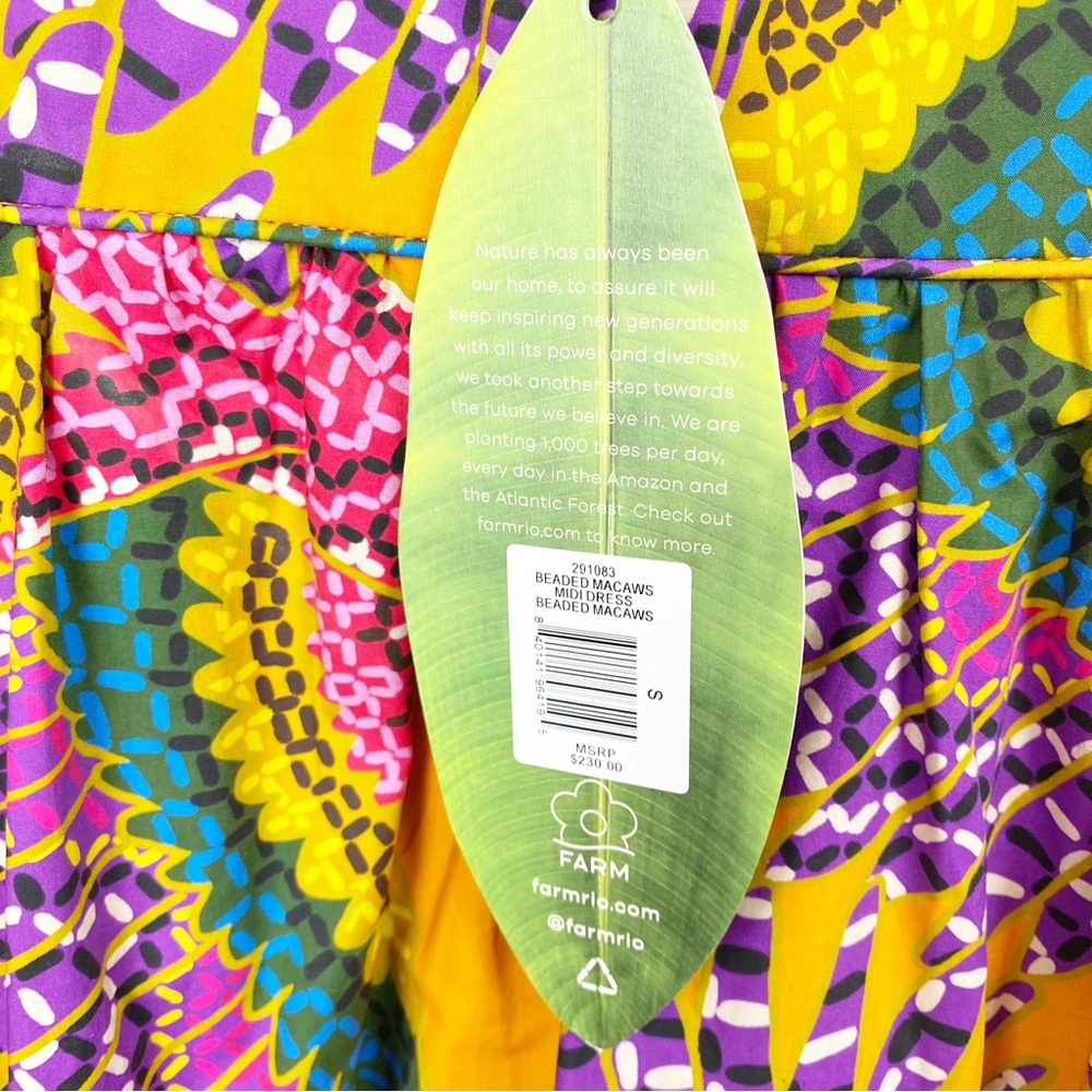 Farm Rio | Beaded Macaws Midi Dress NWT - Picture 8 of 15